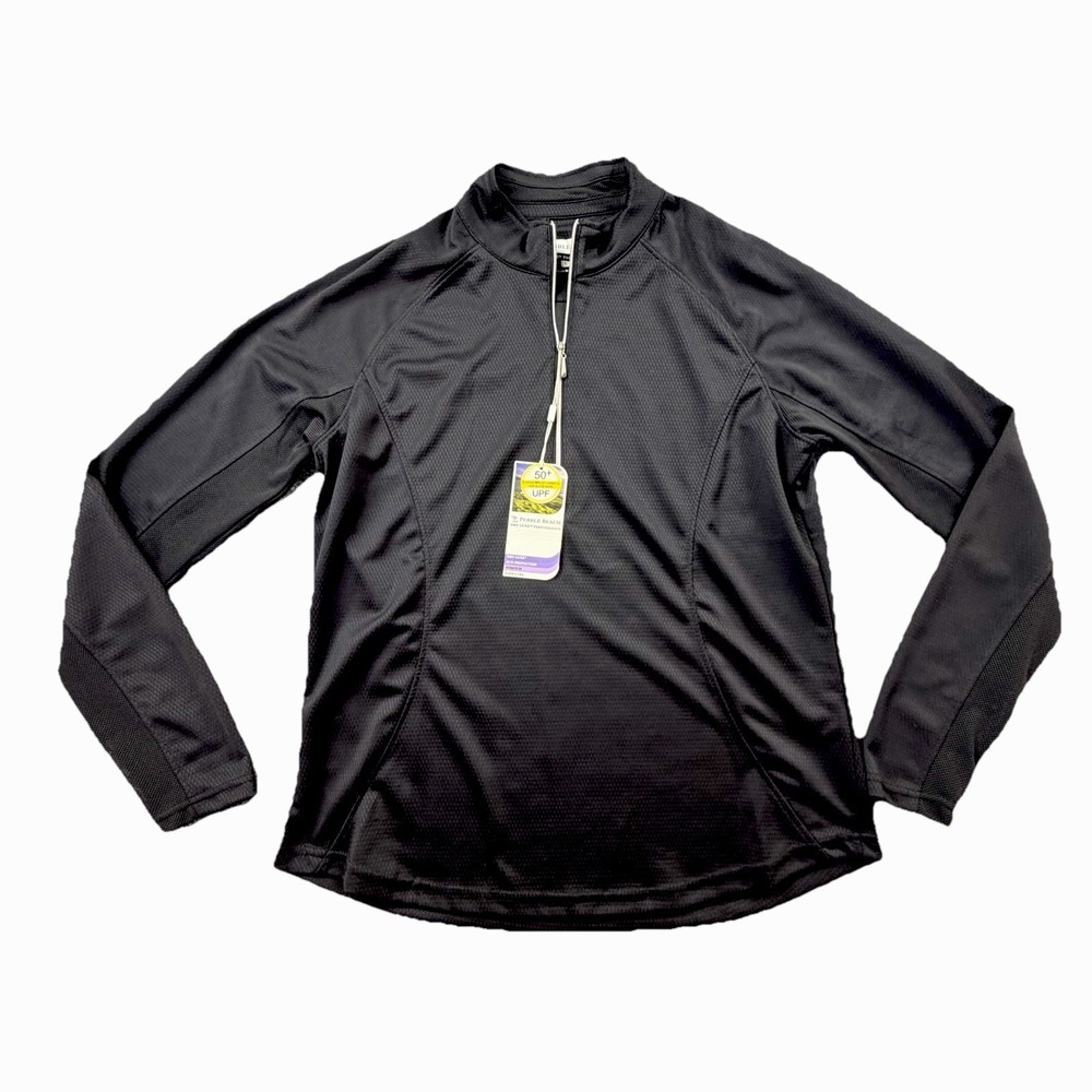 Pebble Beach Dry-Luxe Pullover Men L Black 1/4 Zip Golf Performance NWT